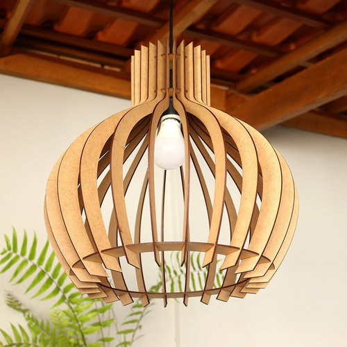 Imagem 2 de 6 de Luminaria Pendente Decoração Casa Mdf