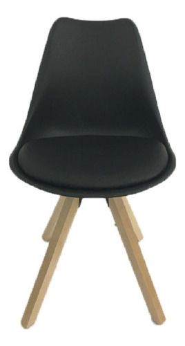 Imagen 2 de 5 de Silla Tulip Pata Cuadrada Negra
