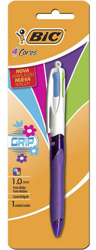 Caneta Esferografica Bic 4 Cores Grip Fashion 1.0 Mm