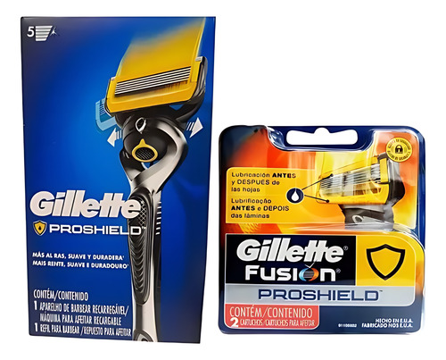 Gillette Fusion Maquina Proshield + Repuesto X 2 Unidades