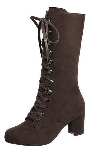 Botas En U Para Mujer, Estilo Retro, Casual, Grueso, De Tacó