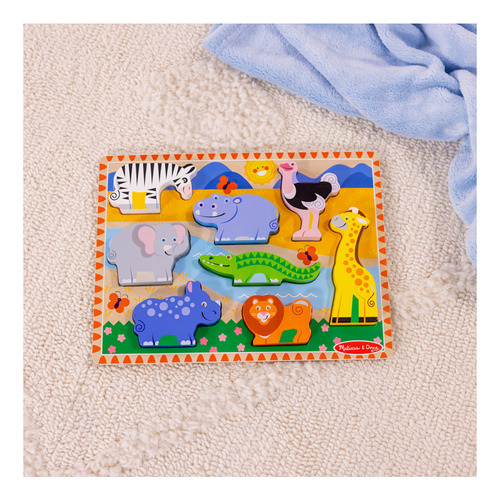 Melissa & Doug Rompecabezas Chunky- Safari - 8 Piezas. Juguetes Para Bebé