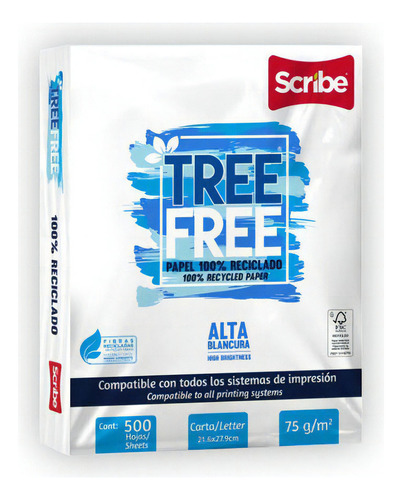 Caja De Papel Carta Scribe Tree Free Caja C/ 5000 Hojas