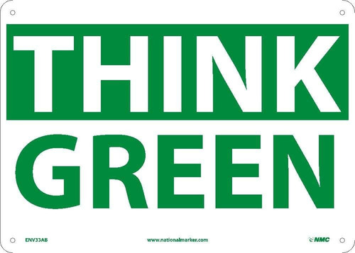 Nmc Env33ab National Marker Think Green Señal Advertencia, X