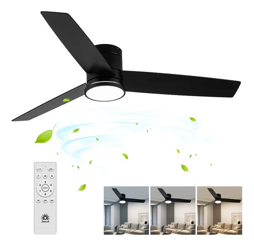 Ventiladores De Techo 4 Hojas Mdf Con Control Remoto Negro