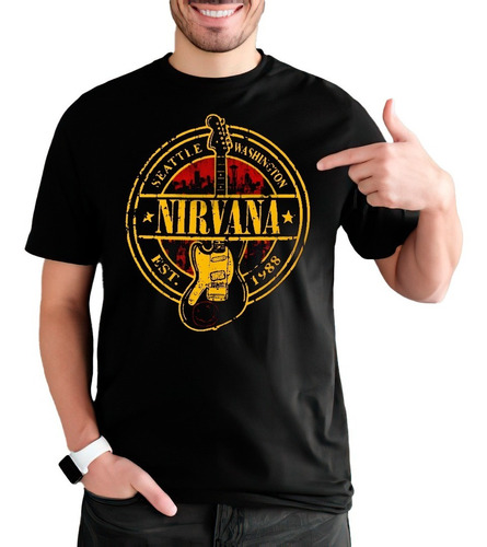 Camiseta Remera Nirvana Rock Guitarra