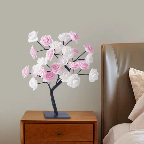 Ff Lámpara De Árboles De Rosas Artificiales Luces Lámpara De