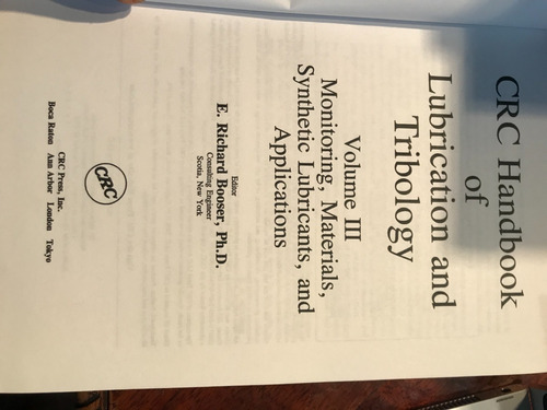 Hand Book Of Lubrication And Tribology Monitorin Materials, 