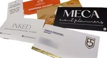Comprar 100 Tarjetas Personales 9x5cm 300g - Laminados Troquelados Especiales Montados Stamping Sectorizados Oro Plata Etc