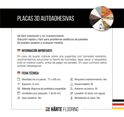 Imagen 2 de 8 de Placas Pared 3d Autoadhesivas Decorativa 77cm X 69cm