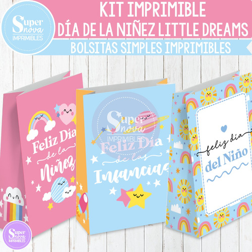 Kit Imprimible Bolsitas Simples Día De La Niñez Día Del Niño