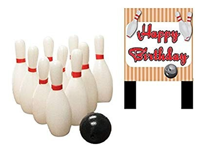 Bowling Feliz Cumpleaños Banner Y Mini Miniatura Pernos De B