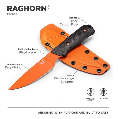 Faca Benchmade Raghorn 15600 Cerakote Carbono Fulltang