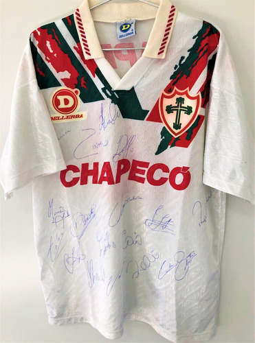 Camisa Portuguesa Autografada Elenco Brasileirão 1996