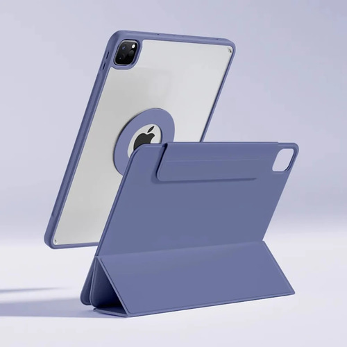 Mr. Gadgets Funda Case Transparente Smart Folio 2 En 1 Magnetico, Antifouling, Compatible Con iPad Pro M4 13 Pulgadas, Porta Lapices, Soporte Plegable, Color Lila