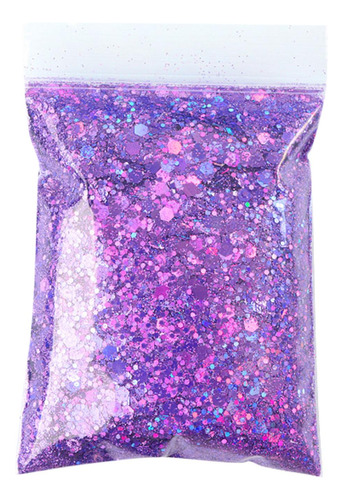 1 Bolsa 50g Brillo De Uñas Iridiscente Lentejuelas Púrpura