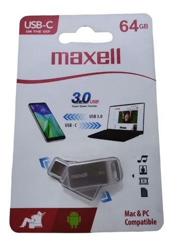 Memoria Otg Usb Tipo C 3.0 64gb Pen Drive Celular Pc Maxell