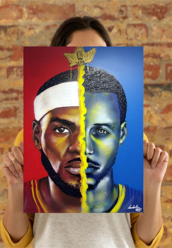 Cuadros Basquet Nba 27x42 Lebron James Vs Stephen Curry