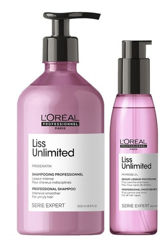 Shampoo Anti Frizz 500ml + Aceite Loreal Liss Unlimited