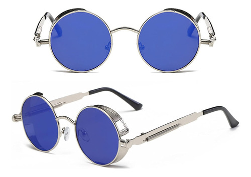 Pack Of 2 Round Sunglasses Steam Punk Style Metal Frame Stea