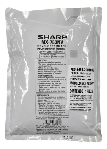 Revelador Original Sharp Mx 753nv   Para Mxm 623 / Mxm753