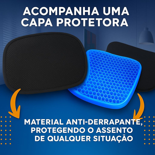 Almofada Assento Egg Da Bestvirtual Ecommerce - Hemorroida Ortopédico Cóccix Pós-parto Silicone Cadeira Tratamento Lesão Especial Macia Confortável Banco Carro Dores Azul Favo De Mel Com Capa Lavavel