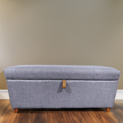 Baul Banco Pie De Cama 100 Cm Chenille Aluminio Oscuro Chenille
