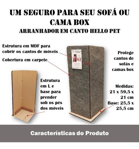 Imagem 2 de 5 de Brinquedo Gato Arranhador Mdf Protetor De Canto De Sofá