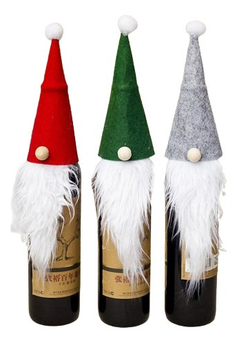 2x Barba Larga 35cm Decora Botella Vino Bebida Navidad Árbol