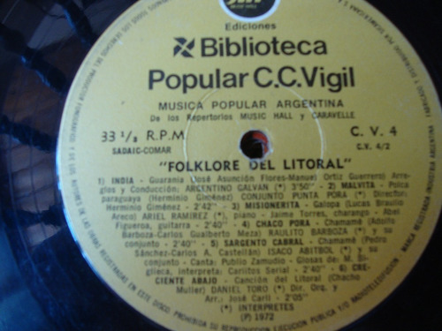 Sin Tapa Disco Vigil Folklore Litoral Argentino Galvan F0