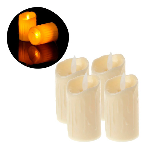 24 Velas 10 Cm Luz Led Ambar Derretidas Plastico Incluye Pil