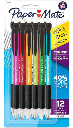 Lápiz Mecánico 0,7 Mm #2 Paper Mate Write Bros X12 Unidades