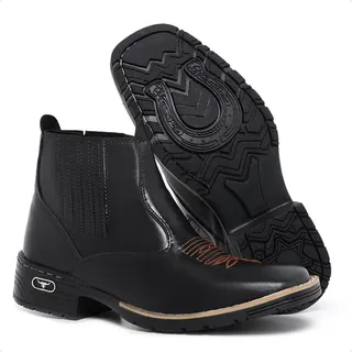 Bota Texana Botina Country Com Bico Quadrado Classica Cowboy