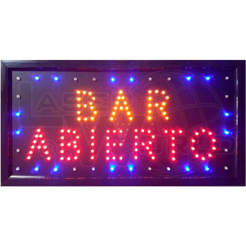 Cartel Luminoso Bar Abierto Letreros Leds Movimiento Pizarra