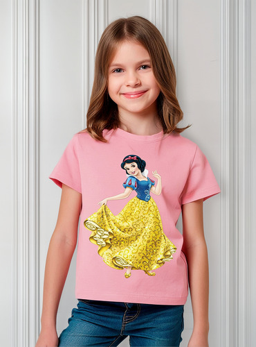 Polera Blancanieves 100%algodón Niña Princesas Vestidos C119