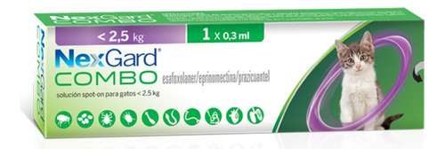 Combinação antiparasitária Nexgard Cat 2,5 kg | 1h x 0,3 ml
