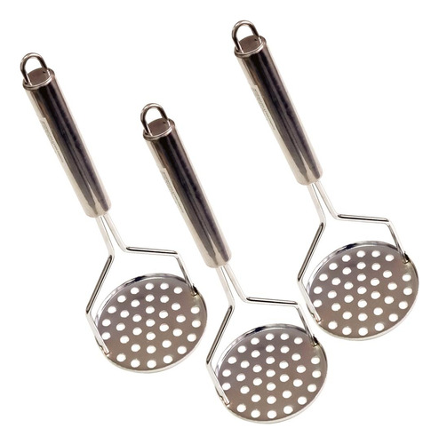 3 Amassador Espremedor Batata Purê Inox Grande Profissional