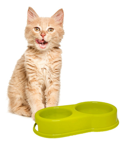 Comedero Plastico Doble Plato Mascota Perro Gato Colombraro