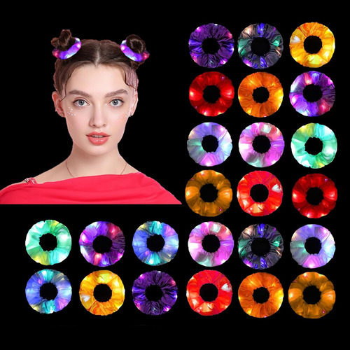 24 Pcs Light Up Scrunchies, Bandeos De Cabello Led Scrunchie