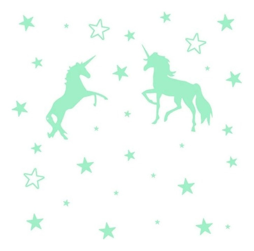 Pegatina De Unicornio Pared Brillan En Oscuridad Decoracion Color Verde