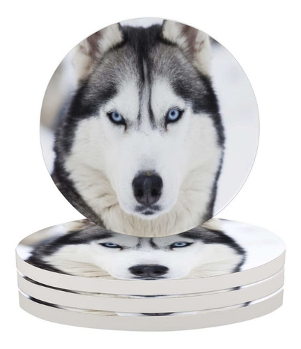 Posavaso Para Bebida Huskie Perro Ceramica Absorbente 4