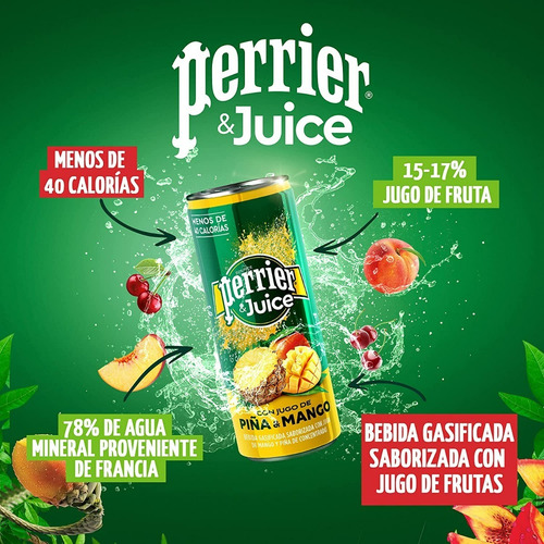 Bebida Gasificada Perrier & Juice Piña Mango 35 Piezas