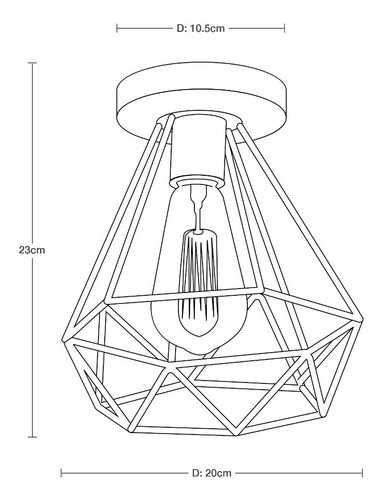 Imagen 8 de 8 de Lámpara De Techo Vintage Negro 60w E27 1 Luz