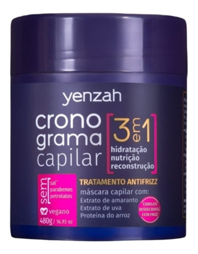 Máscara Cronograma Capilar Yenzah 480g Cabelos Com Frizz