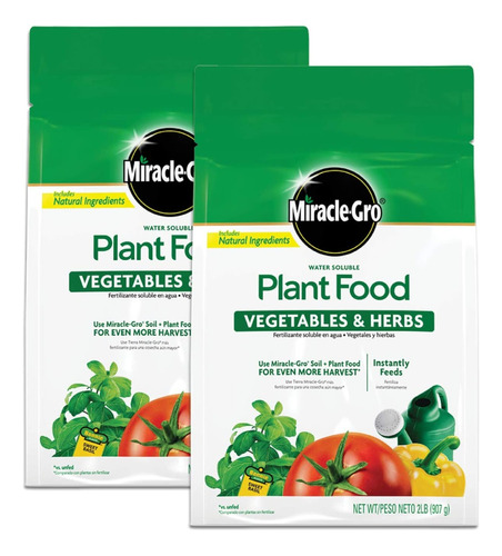 Fertilizante Miracle-gro Alimentos Vegetales 2lb 2 Pack Msi