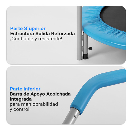 Trampolín Mini Plegable de 1 Metro Serenelife Ejercicio para Niños y Adultos Ajustable Rebotador con Mango de Espuma Capacidad Máxima de Carga 90kg