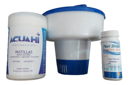 Set Boya Piscina+ 1kg Pastillas Multiacción+ Tiras Medidoras