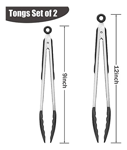 Yawall Tongs For Cooking 2 Pcs Kitchen Tongs With Silicone T