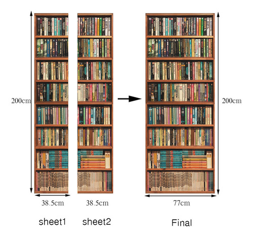 F Pvc Door Sticker Vintage Wood Bookshelf Bar Counter Wall D