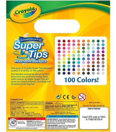 Imagen 2 de 7 de 100 Marcadores Crayola Super Tips Washable Lavables